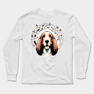 Basset Fauve de Bretagne Delights in Spring Cherry Blossoms Long Sleeve T-Shirt